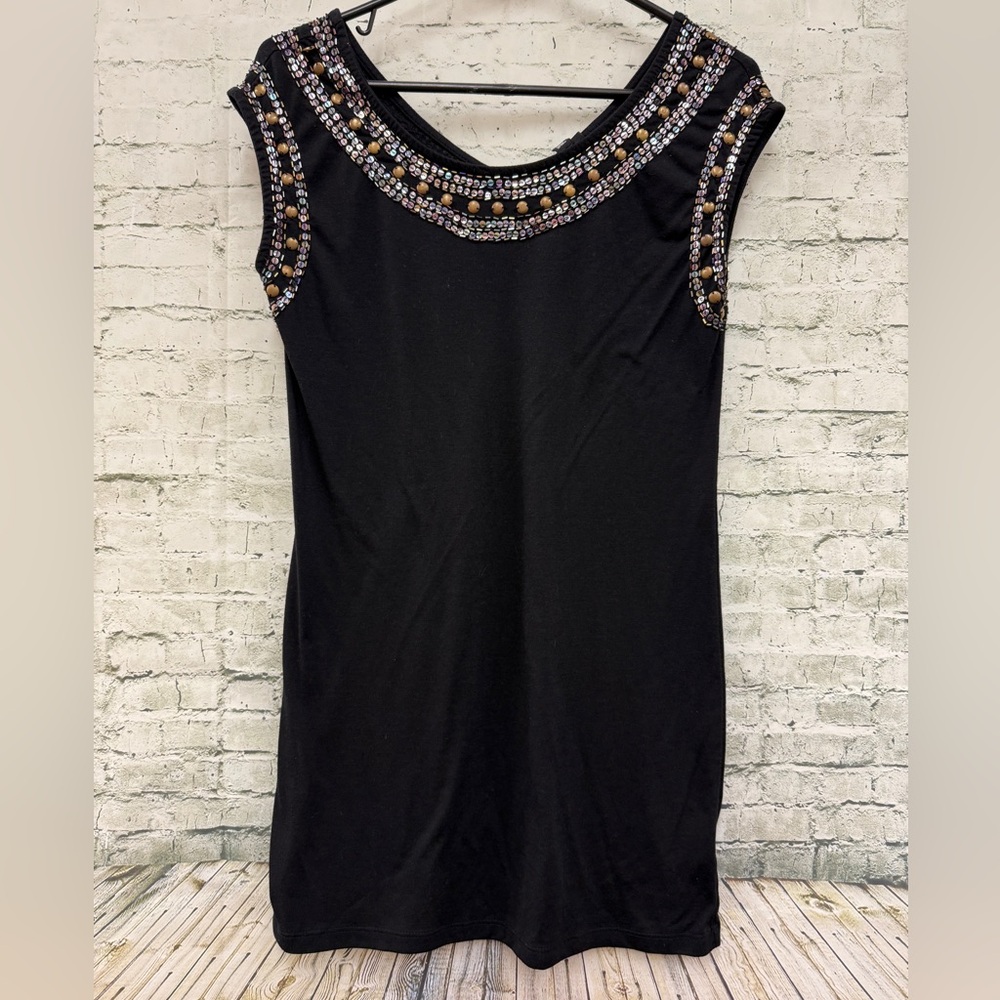 a.n.a Black mini dress tunic with Beaded Accents sz Small